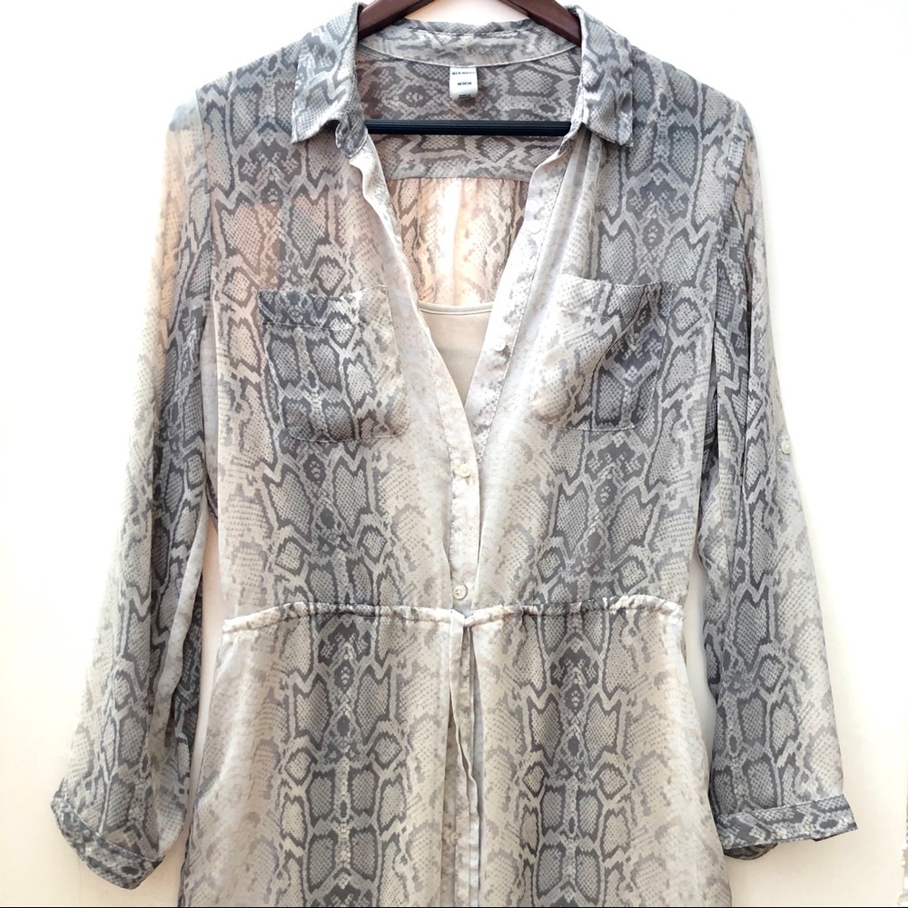 Old Navy Chiffon Snake Print Sheer Dress w/ Slip